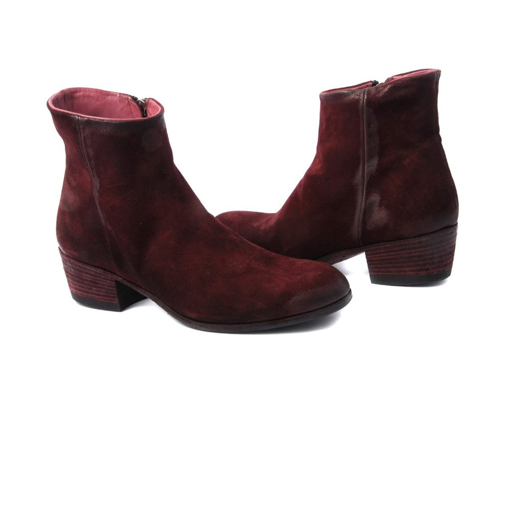 Pantanetti Ankle Boot in hand-died and washed Suede Burgundy - Picture 4 of 6